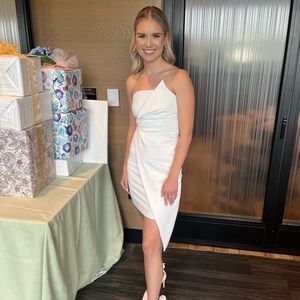 Lulu’s white strapless dress, XS, worn once, and dry cleaned immediately after